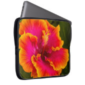 Hawaiian Fuchsia und Orange Hibiskus Wetsuit Laptopschutzhülle (Vorne Rechts)