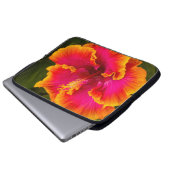 Hawaiian Fuchsia und Orange Hibiskus Wetsuit Laptopschutzhülle (Vorne Knopf)