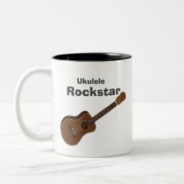 Hawaiian Funny Ukulele Player Rockstar Musician Zweifarbige Tasse
