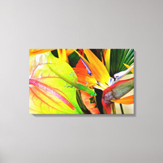 Hawaiian Gecko über tropische Blume Leinwanddruck