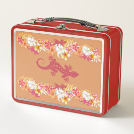Hawaiian Gecko und Plumeria Retro Lunch Box