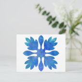 Hawaiian Ginger Quilton Ocean Blue Watercolor Postkarte (Stehend Vorderseite)