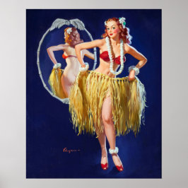Hawaiian Girl Button Up Poster