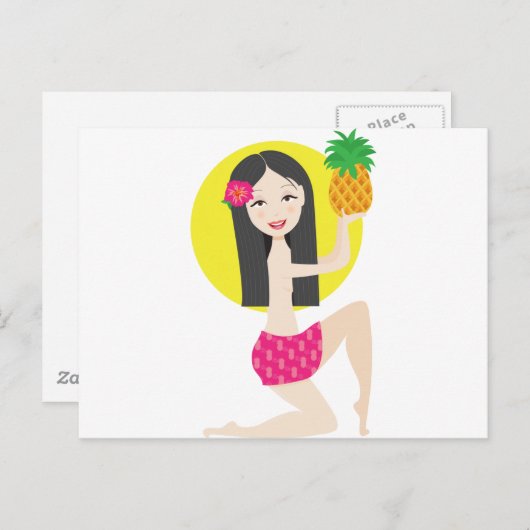 Hawaiian Girl Postkarte (Vorne/Hinten)