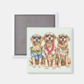 Hawaiian Golden Retriever Dogs Flower Lei Magnet (Vorderseite/Rückseite)