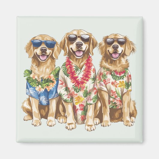 Hawaiian Golden Retriever Dogs Flower Lei Magnet (Vorne)