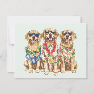 Hawaiian Golden Retriever Hunde Blume Lei Postkarte