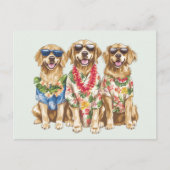Hawaiian Golden Retriever Hunde Blume Lei Postkarte (Vorderseite)