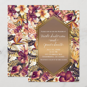 Hawaiian Golden Tropics Elegante Vintage-Hochzeit Einladung