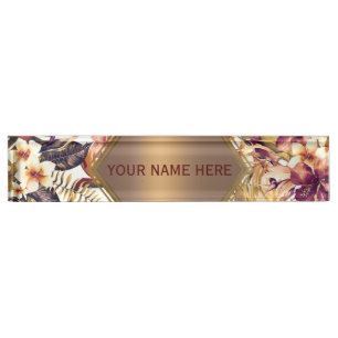 Hawaiian Golden Tropics Eleganter Vintage-Glamour Namensplakette