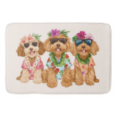Hawaiian Goldendoodle Dogs Flower Lei Badematte (Vorderseite)