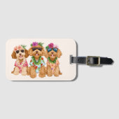 Hawaiian Goldendoodle Dogs Flower Lei Gepäckanhänger (Vorderseite (Horizontal))
