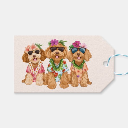 Hawaiian Goldendoodle Dogs Flower Lei Geschenkanhänger (Vorderseite (Horizontal))