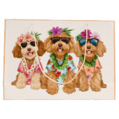 Hawaiian Goldendoodle Dogs Flower Lei Große Geschenktüte (Rückseite)
