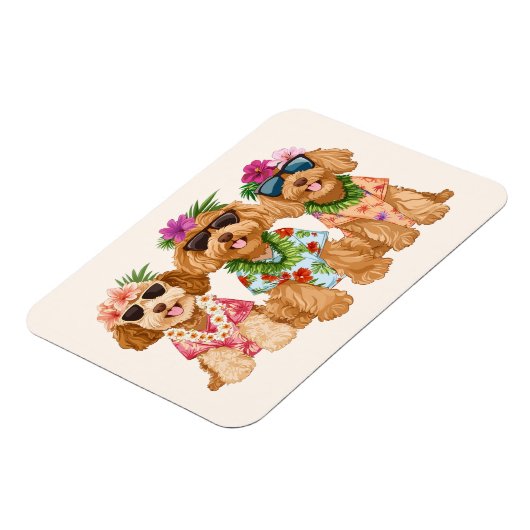Hawaiian Goldendoodle Dogs Flower Lei Magnet (Linke Seite)