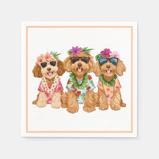 Hawaiian Goldendoodle Dogs Flower Lei Serviette (Vorderseite)
