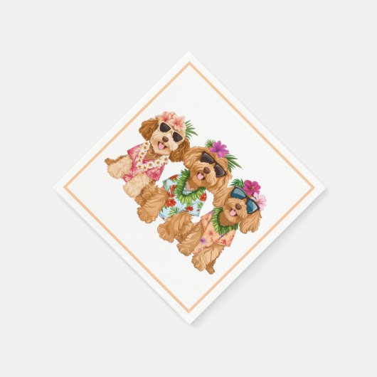 Hawaiian Goldendoodle Dogs Flower Lei Serviette (Ecke)