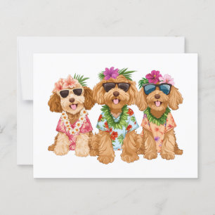 Hawaiian Goldendoodle Hunde Blume Lei Postkarte