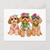 Hawaiian Goldendoodle Hunde Blume Lei Postkarte (Vorderseite)