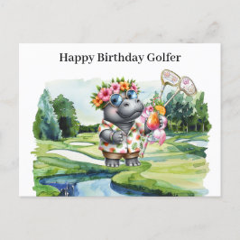 Hawaiian Golfer Birthday Feiertagspostkarte
