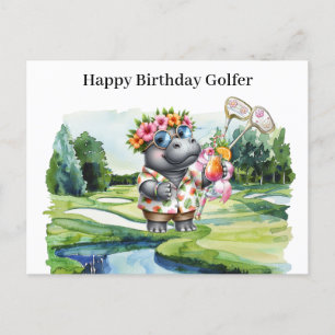 Hawaiian Golfer Birthday Feiertagspostkarte
