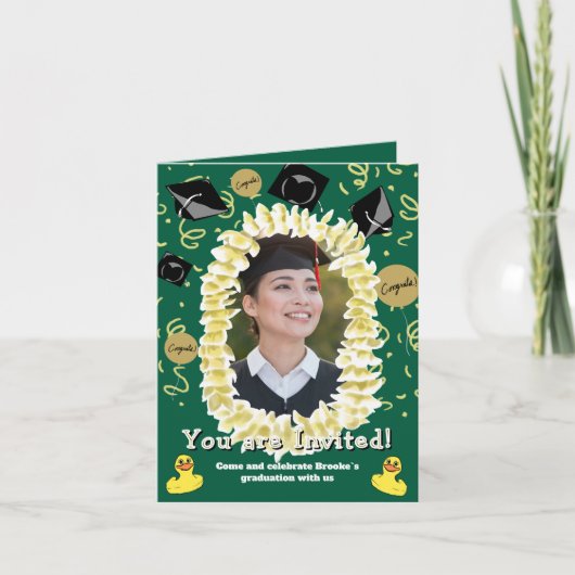 Hawaiian Graduation Party Lei Photo Invitation Karte (Vorderseite)