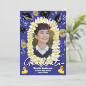 Hawaiian Graduation Plumeria Lei Confetti Photo Karte (Stehend Vorderseite)