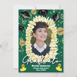 Hawaiian Graduation Plumeria Lei Confetti Photo Karte