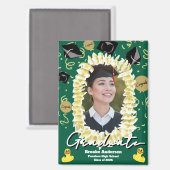 Hawaiian Graduation Plumeria Lei Confetti Photo Magnet (Vorderseite/Rückseite)