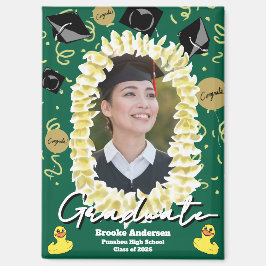 Hawaiian Graduation Plumeria Lei Confetti Photo Magnet