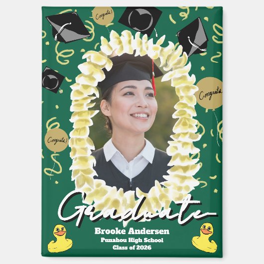 Hawaiian Graduation Plumeria Lei Confetti Photo Magnet (Vorderseite)