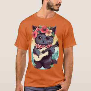 Hawaiian Guitar Music Concept Festival Funny Cat H T-Shirt