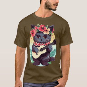 Hawaiian Guitar Music Concept Festival Funny Cat H T-Shirt