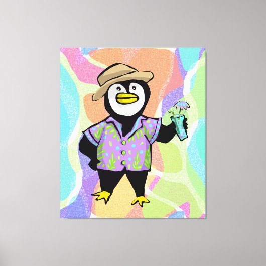 Hawaiian Hemd Pinguin Leinwanddruck (Vorderseite)