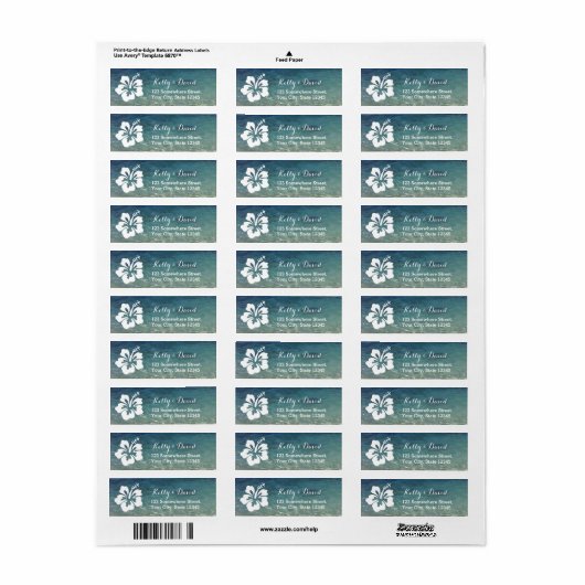 Hawaiian Hibiskus Beach Wedding Rücksendeadresse (Vorne)