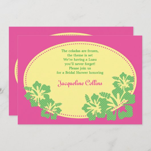 Hawaiian Hibiskus Bridal Dusche Einladung (Vorne/Hinten)