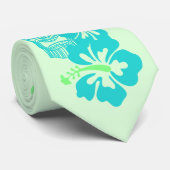 Hawaiian Hibiskus & Tiki "Live Pono" Retro Upbeat Krawatte (Gerollt)