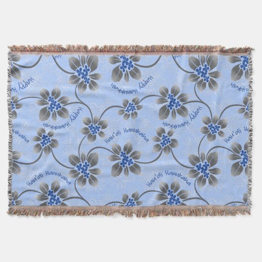 Hawaiian Holly Hanukkah Blue Floral Decke (Vorderseite)