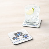 Hawaiian Holly Hanukkah Blue Floral Getränkeuntersetzer (Rechte Seite)