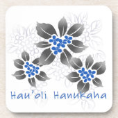 Hawaiian Holly Hanukkah Blue Floral Getränkeuntersetzer (Vorderseite)