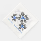 Hawaiian Holly Hanukkah Blue Floral Serviette (Ecke)