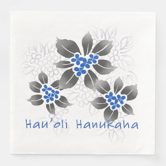 Hawaiian Holly Hanukkah Blue Floral Serviette (Vorderseite)