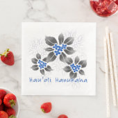 Hawaiian Holly Hanukkah Blue Floral Serviette (Beispiel)