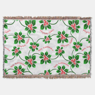Hawaiian Holly Mele Kalikimaka Christmas Red Decke