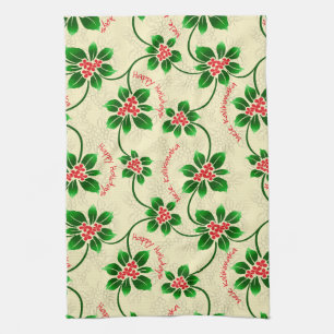 Hawaiian Holly Mele Kalikimaka Christmas Red Handtuch