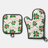 Hawaiian Holly Mele Kalikimaka Christmas Red Ofenhandschuh & Topflappen-Set (Vorderseite)