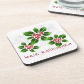 Hawaiian Holly Mele Kalikimaka Christmas Red Untersetzer (Linke Seite)