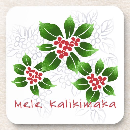 Hawaiian Holly Mele Kalikimaka Christmas Red Untersetzer (Vorderseite)