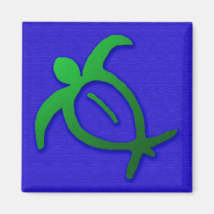 Hawaiian Honu Petroglyph auf Blue Magnet