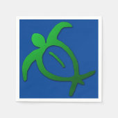 Hawaiian Honu Petroglyph auf Blue Serviette (Vorderseite)